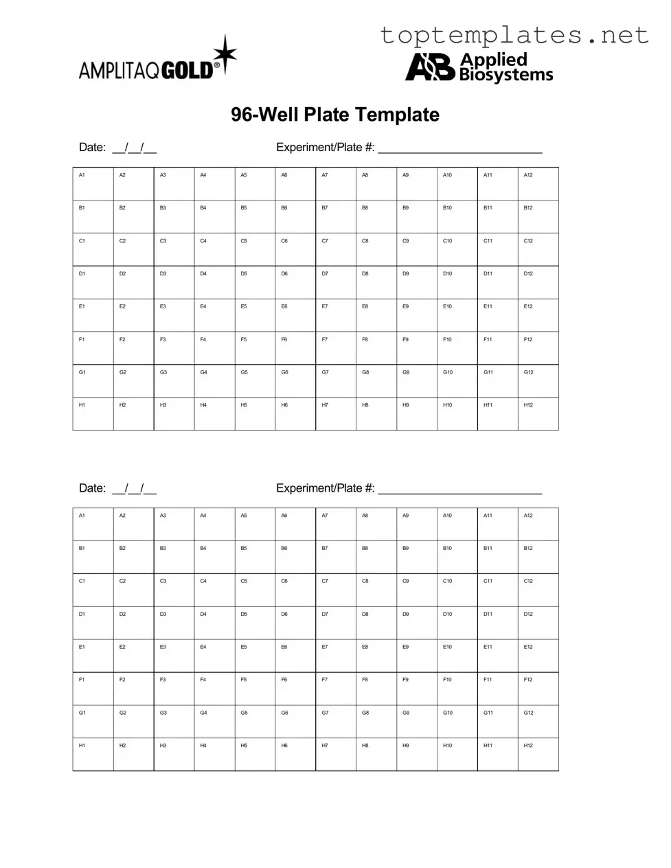 Free 96 Well PDF Form