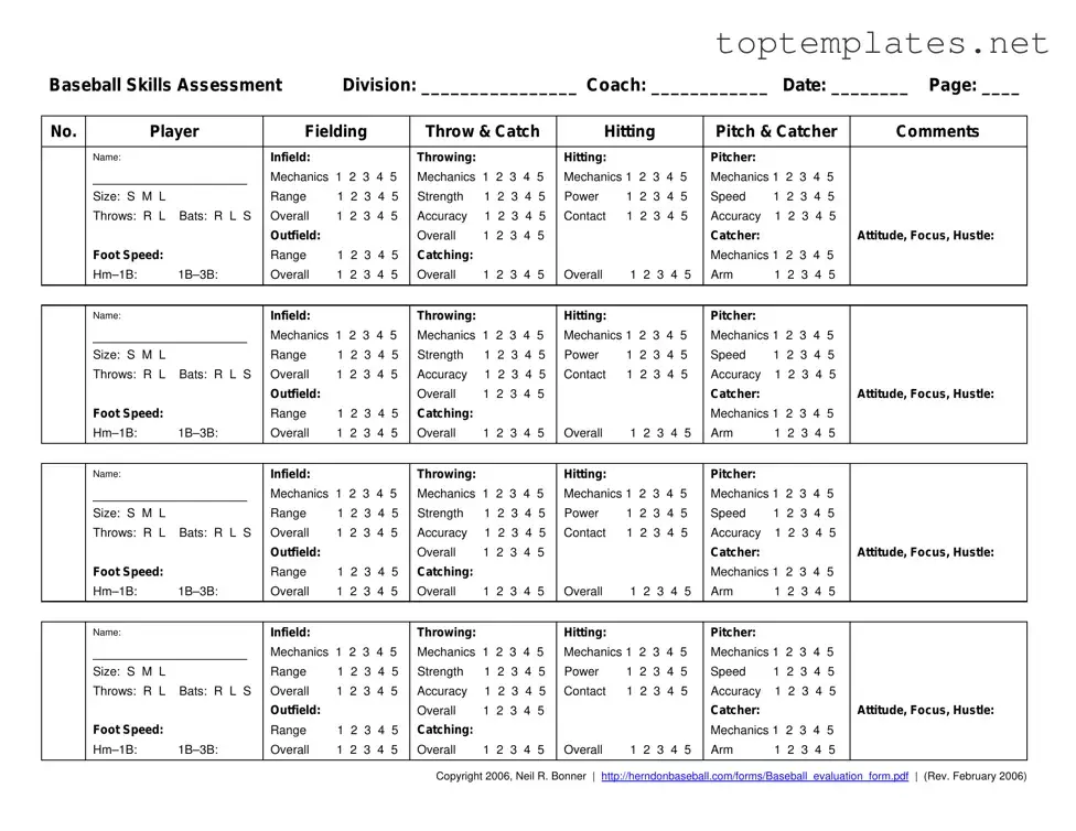 Free Baseball Assessment PDF Form