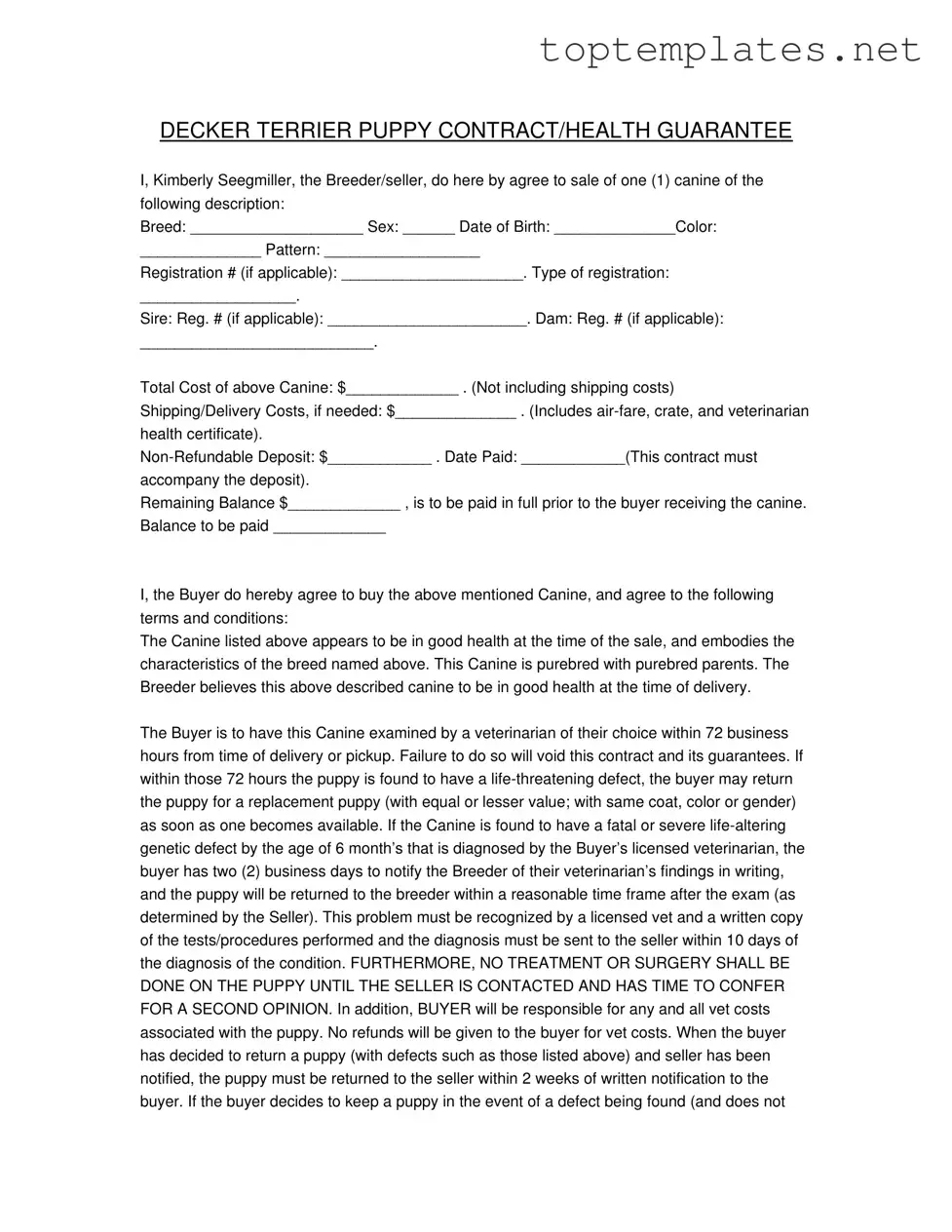 Free Health Guarantee PDF Form