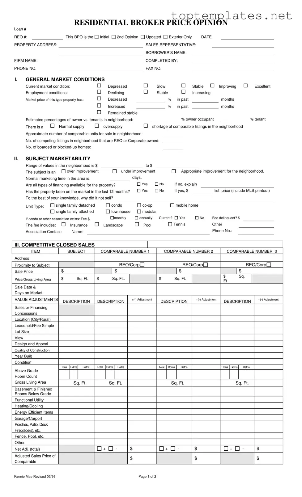 Free Broker Price Opinion PDF Form