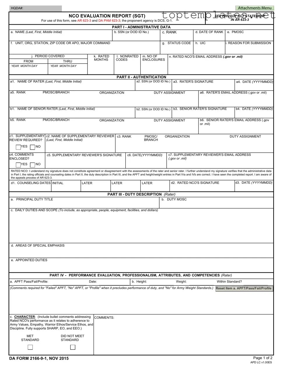 Free Da 2166 9 1 PDF Form