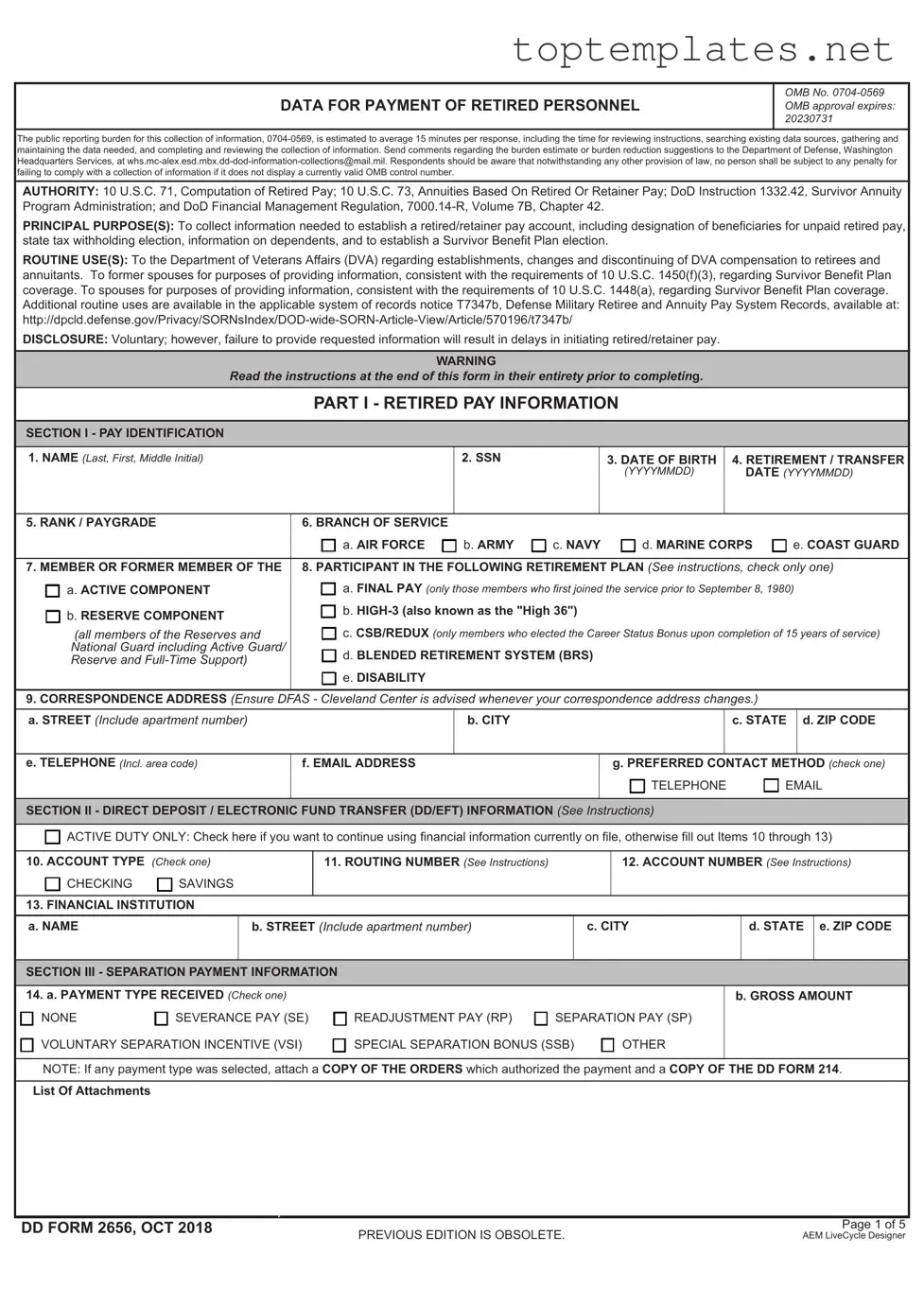 Free DD 2656 PDF Form