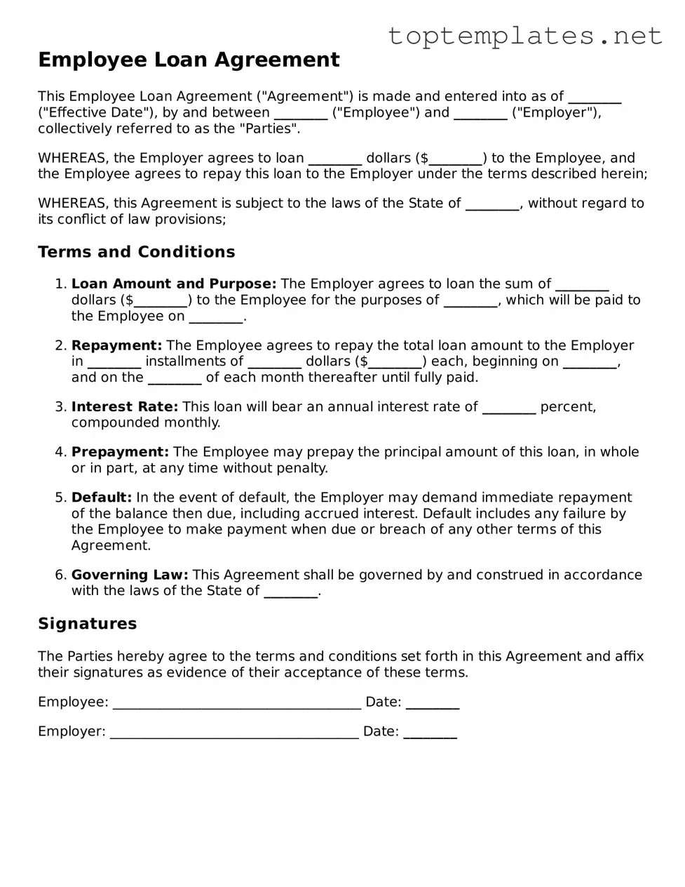 Valid Employee Loan Agreement Template