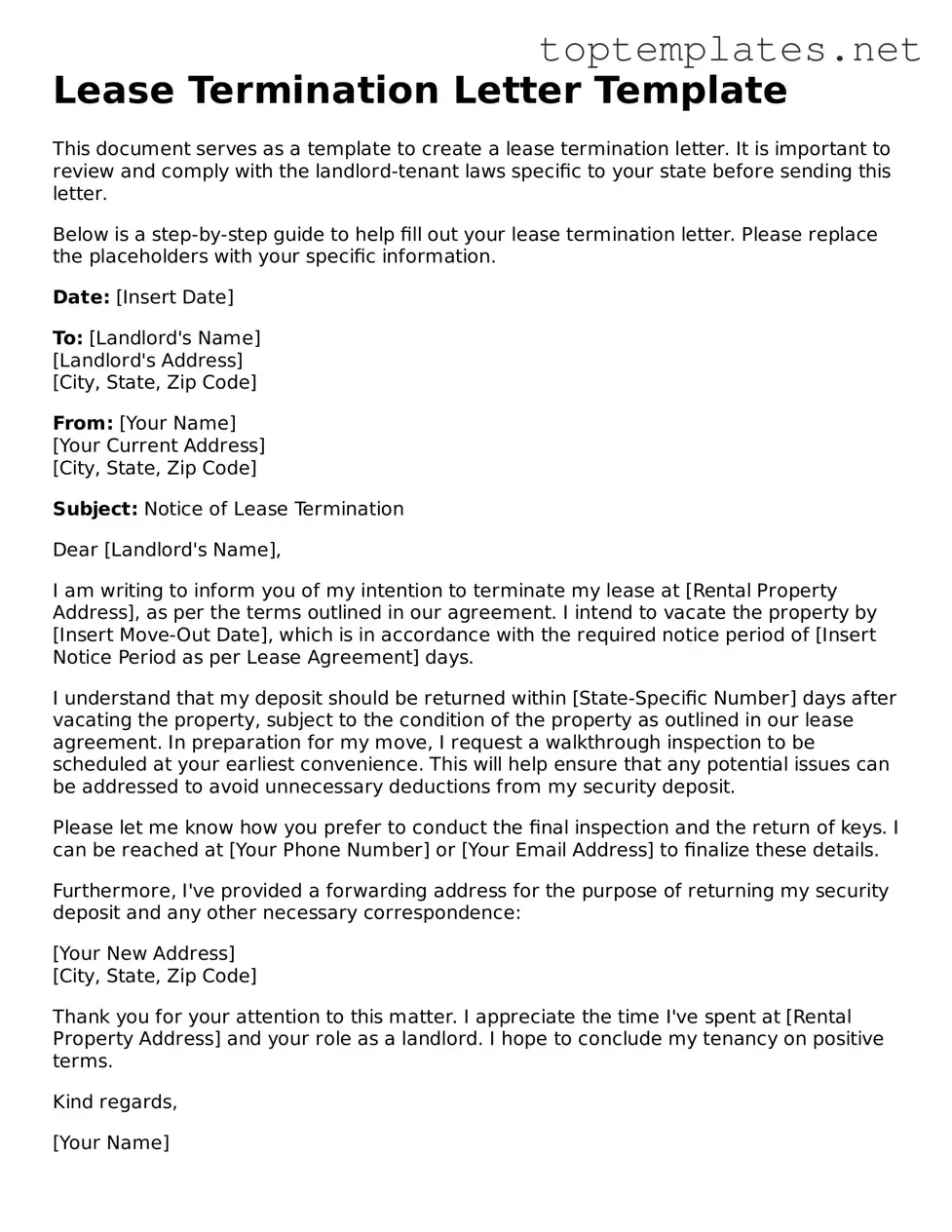 Valid Lease Termination Letter Template