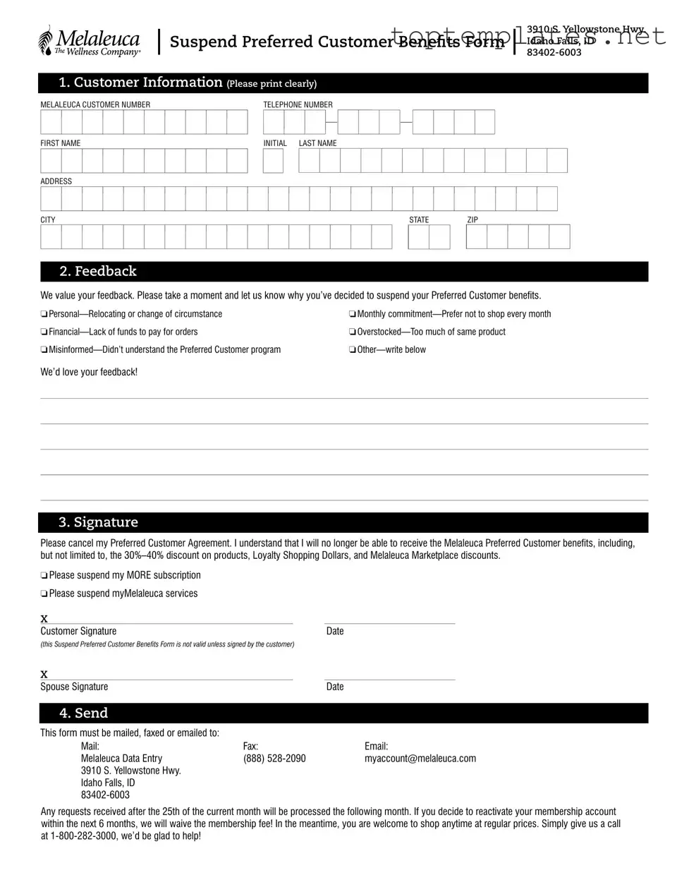 Free Melaleuca Cancellation PDF Form
