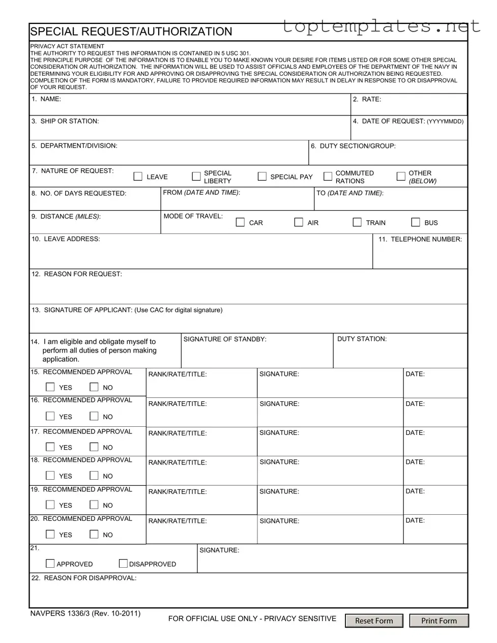 Free Navpers 1336 3 PDF Form