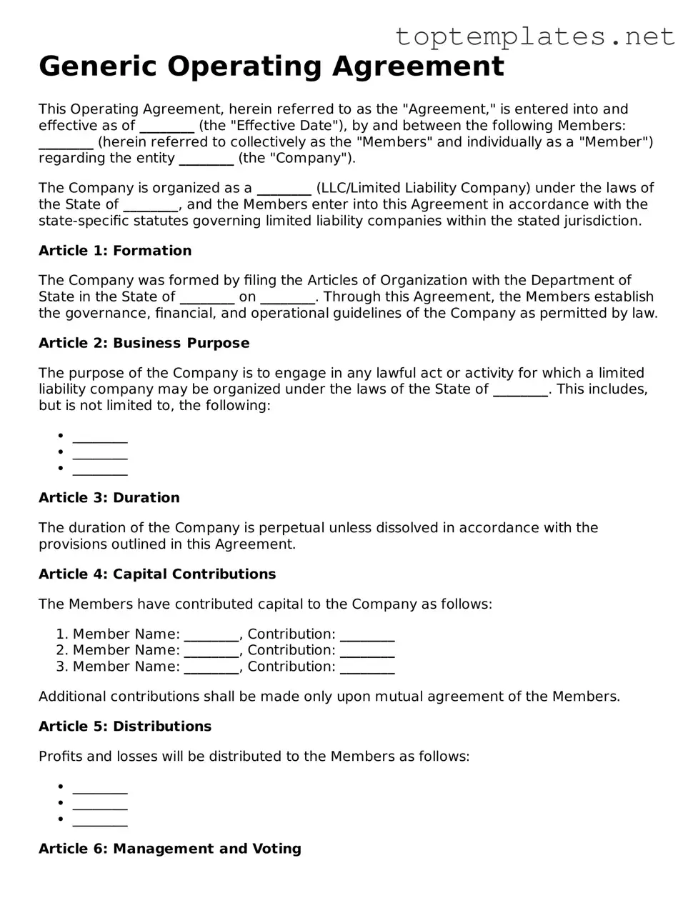 Valid Operating Agreement Template