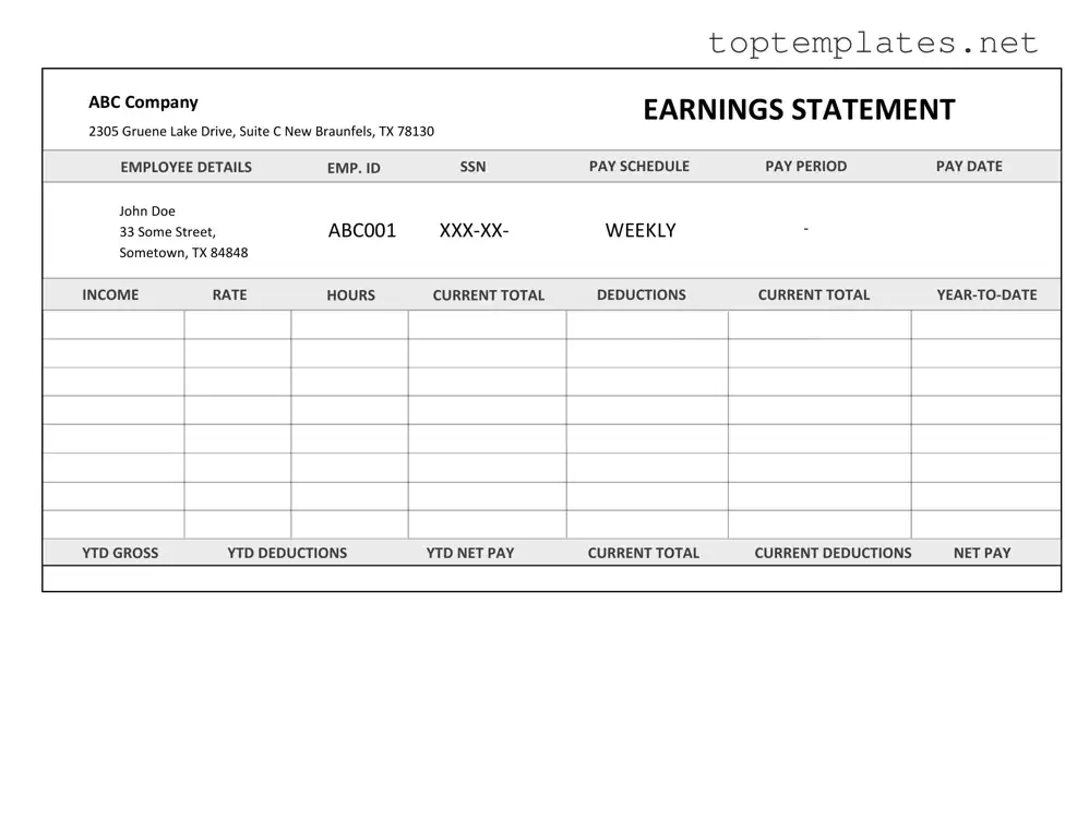 Free Independent Contractor Pay Stub PDF Form