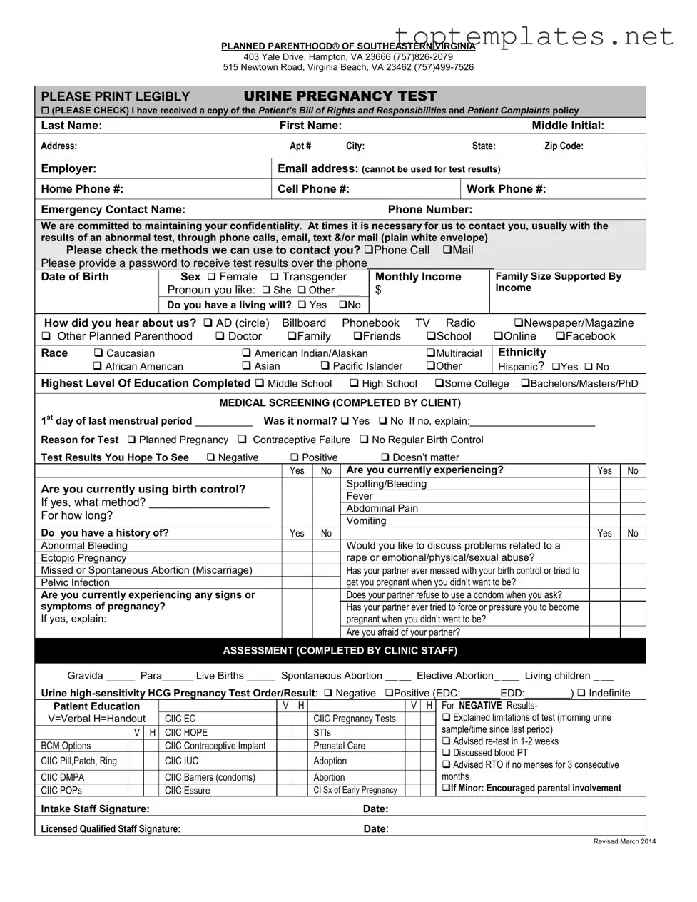 Free Planned Parenthood Proof PDF Form