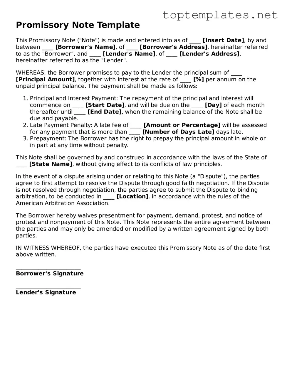 Valid Promissory Note Template