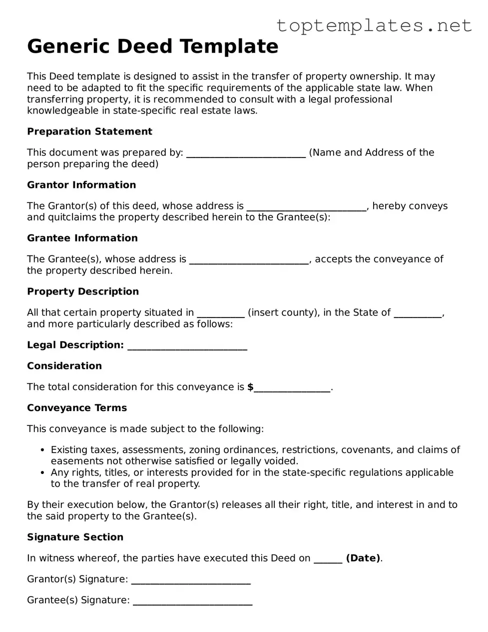 Valid Deed Template