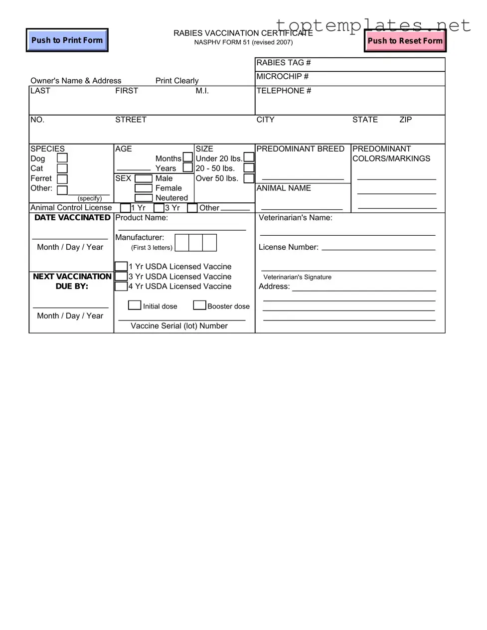 Free Rabies Certificate PDF Form