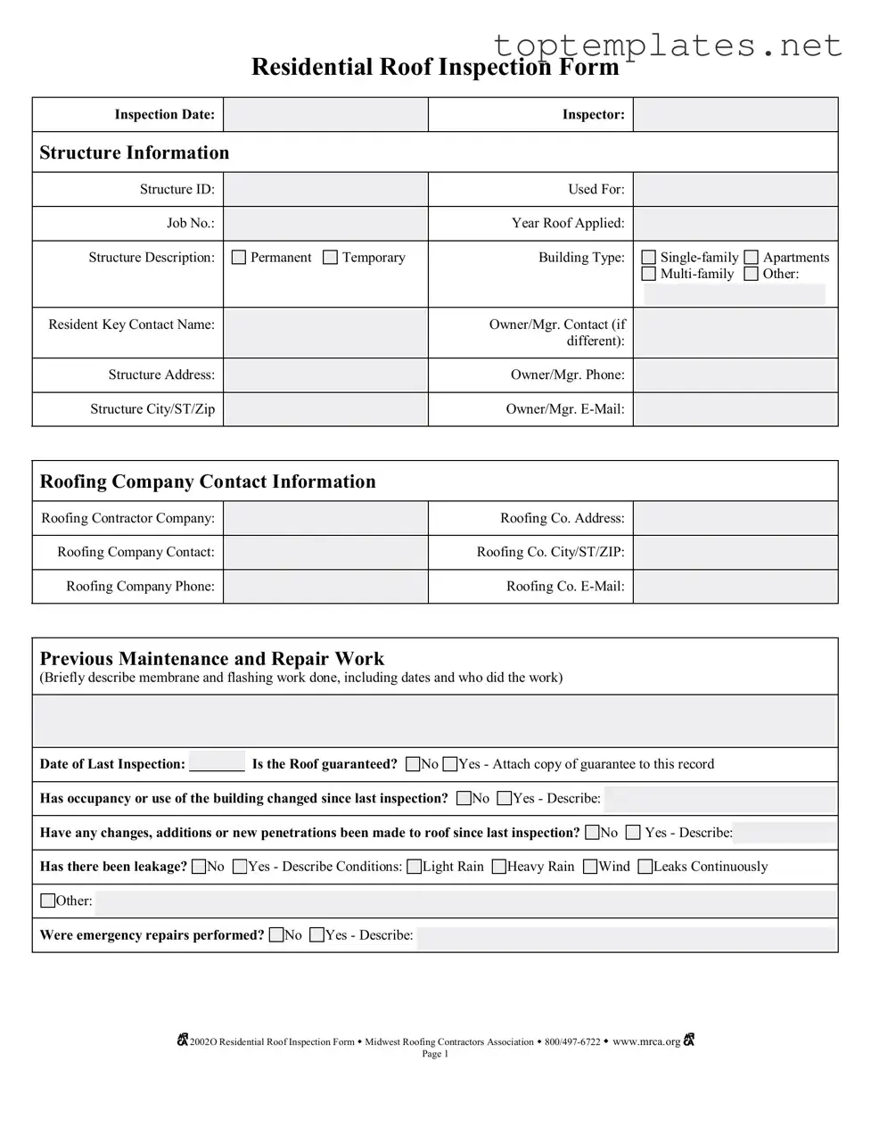 Free Roof Inspection PDF Form
