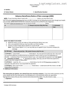 Free Advance Beneficiary Notice of Non-coverage PDF Form