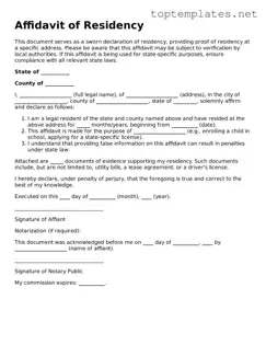 Valid Affidavit of Residency Template