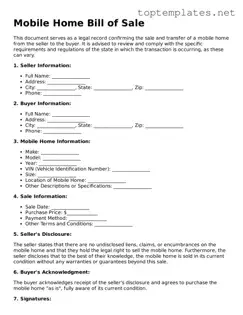 Valid Mobile Home Bill of Sale Template