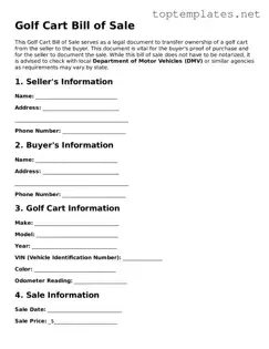 Valid Golf Cart Bill of Sale Template