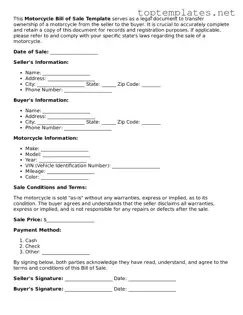 Valid Motorcycle Bill of Sale Template