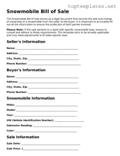 Valid Snowmobile Bill of Sale Template