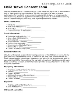 Valid Child Travel Consent Form Template