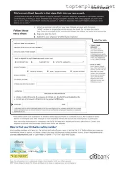 Free Citibank Direct Deposit PDF Form