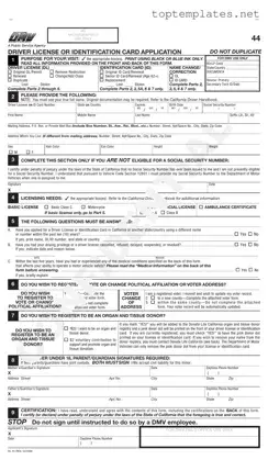 Free Ca Dmv Dl 44 PDF Form