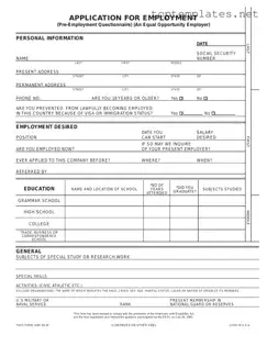 Free Employment Application Pdf PDF Form