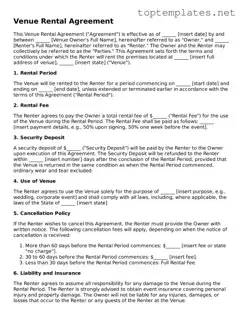 Valid Venue Rental Agreement Template