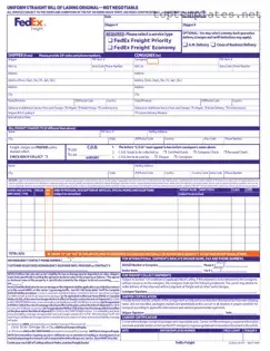 Free Fedex Bill Of Lading PDF Form