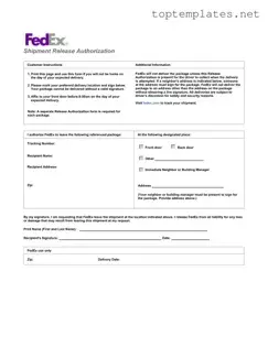 Free Fedex Release PDF Form