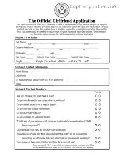 Free Girlfriend Application PDF Form