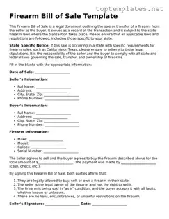 Valid Firearm Bill of Sale Template