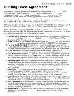 Valid Hunting Lease Agreement Template