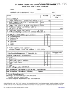 Free LADBS NEC Standard Electrical Load Calculation PDF Form