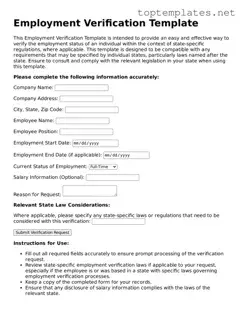 Valid Employment Verification Template
