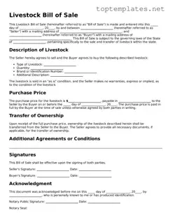 Valid Livestock Bill of Sale Template
