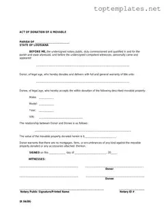 Free Louisiana act of donation PDF Form