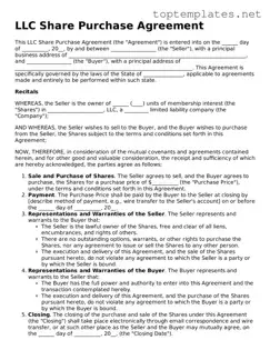 Valid LLC Share Purchase Agreement Template