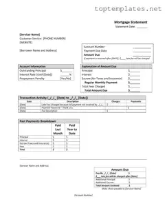 Free Mortgage Statement PDF Form