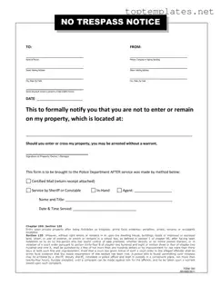Free No Trespassing Letter PDF Form