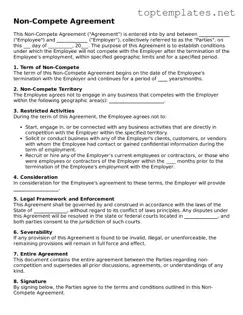 Valid Non-compete Agreement Template