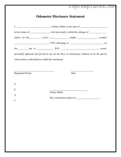Free Notarized Odometer Statement PDF Form