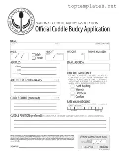 Free Cuddle Buddy Application PDF Form