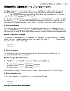 Valid Operating Agreement Template