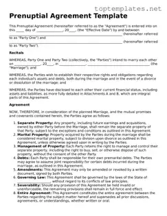 Valid Prenuptial Agreement Template