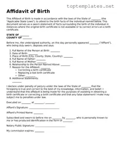 Valid Affidavit of Birth Template