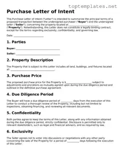 Valid Purchase Letter of Intent Template
