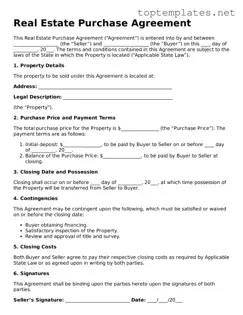 Valid Real Estate Purchase Agreement Template