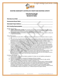 Free Roofing Warranty Certificate PDF Form