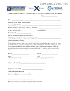 Free Royal Caribbean Parental Consent PDF Form